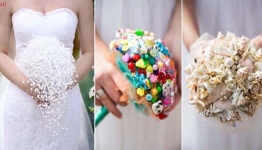 Kreatív menyasszonyi csokrok – virágok helyett valami másból