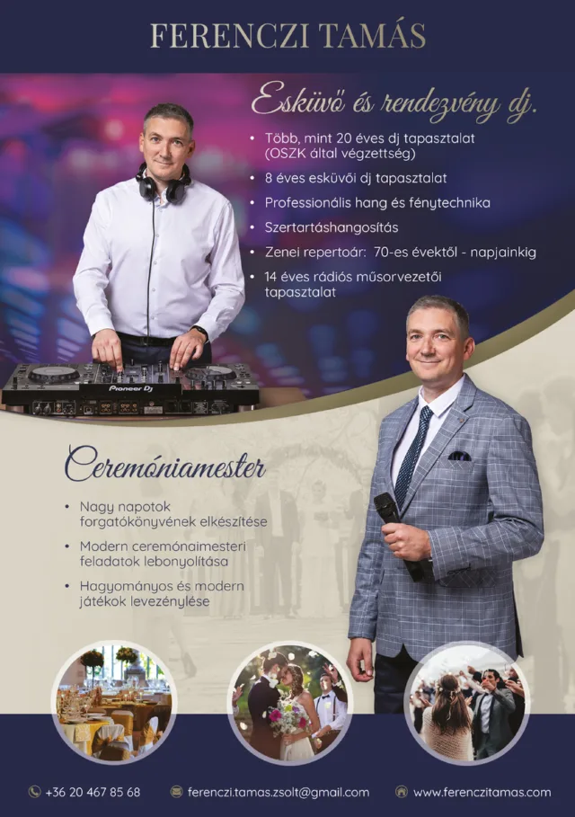 Ferenczi Tamás Ceremóniamester, Rendezvény és esküvő dj